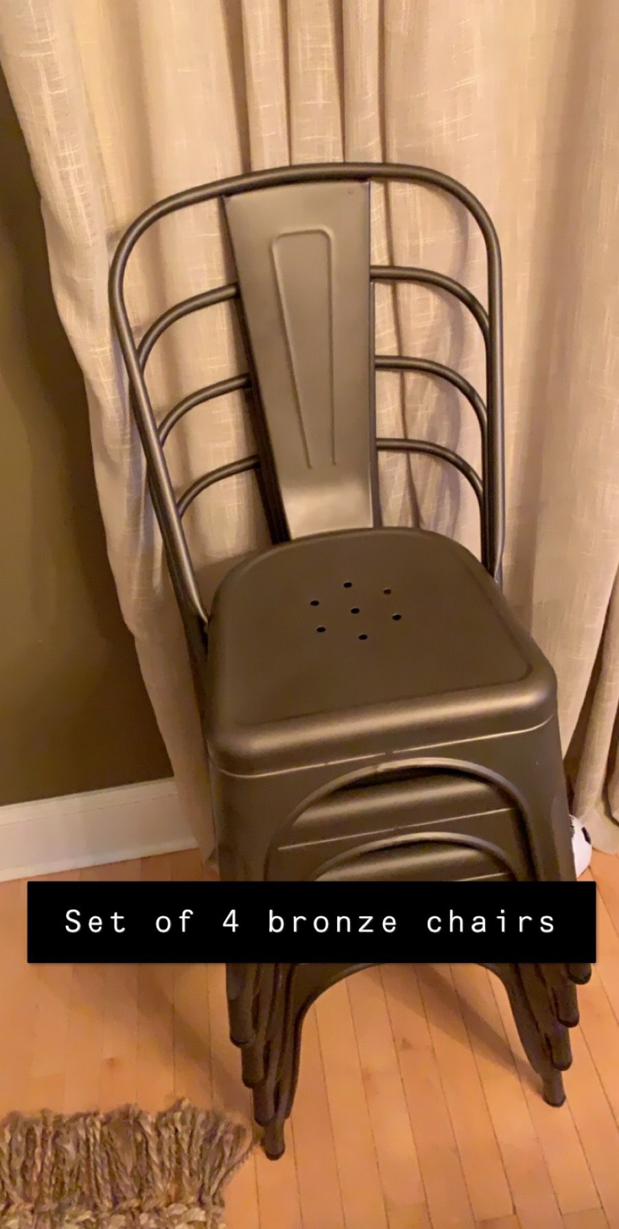 Bronze metal dining chairs