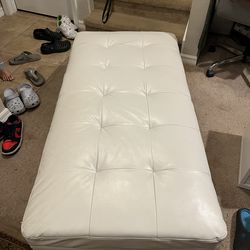 White pleather ottoman