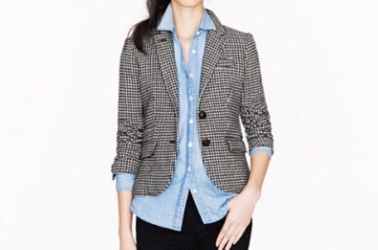 J Crew Houndstooth Schoolboy Blazer