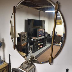 antique large round mirror