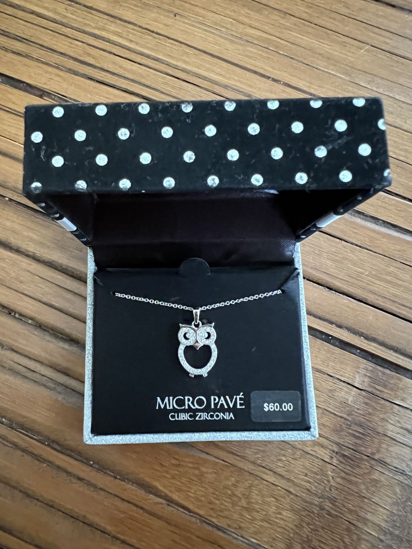 Sterling Silver Micro Pavé Owl Necklace
