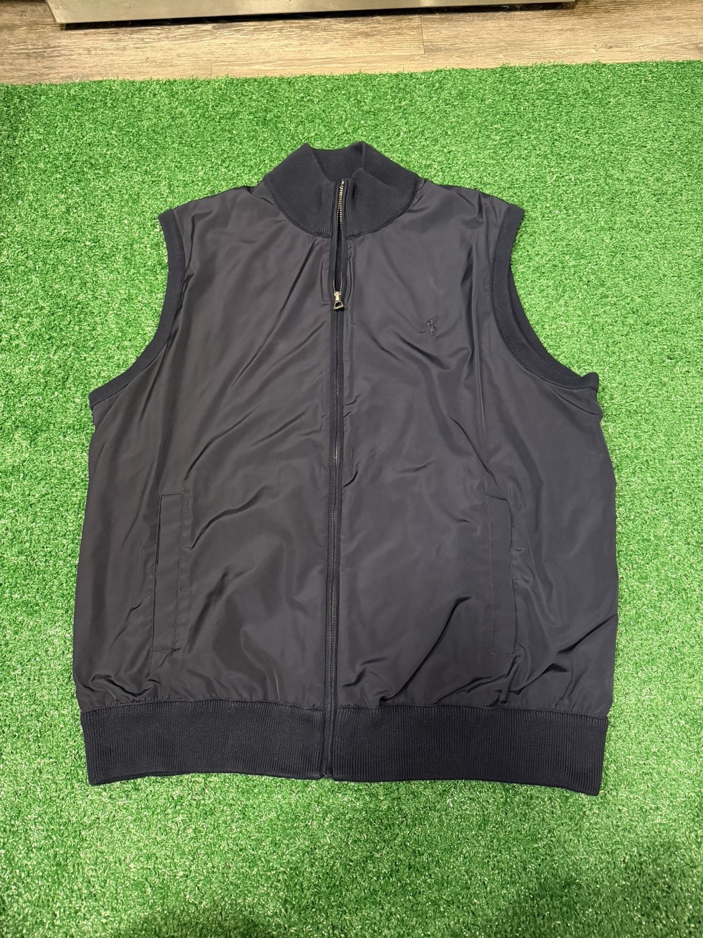Slightly Used Polo Ralph Lauren Men Full-Zip Hybrid Sweater Vest Dark Navy XL