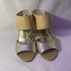 Sam Edelman Scotti Leather Silver Glittery Heel Sandal Mules Size 9M EUC, $160