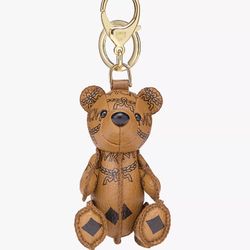 MCM Park Bear Charm Keychain In Visetos