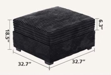 Black Corduroy Ottoman Piece