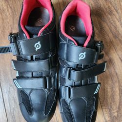 Peloton Cycling Shoes Black Red Size 47 Bike Biccyle Spin Training Ratchet Strap