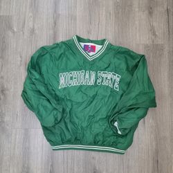 Vintage Pro Player Michigan State Spartans Pullover Jacket Mens Size Medium 