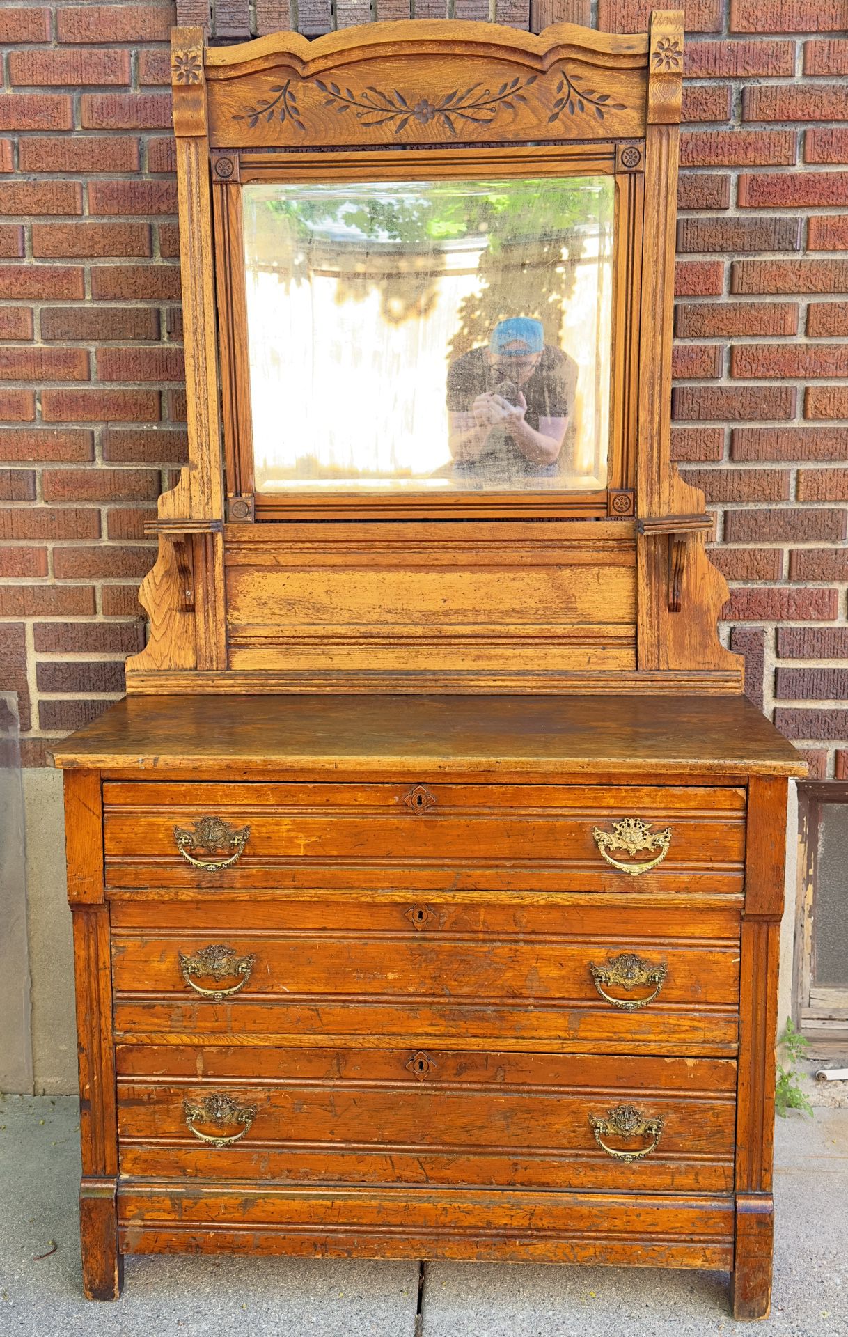 Antique 3 Drawer Dresser With Mirror (Early 1900s)