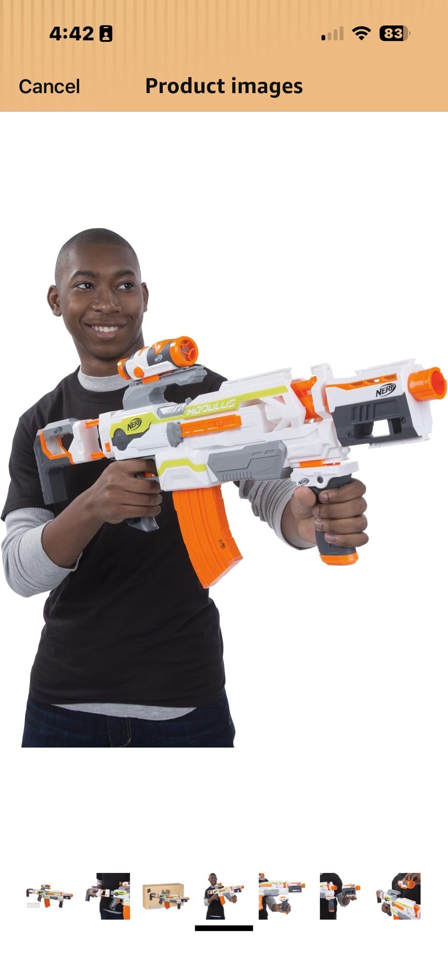NERF Modulus ECS Motorized Blaster, Removable Scope, Drop Grip, Barrel, Stock, 10-Dart Clip Like New