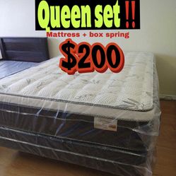 Queen Size Euro Pillow Top Mattress Set ‼️‼️