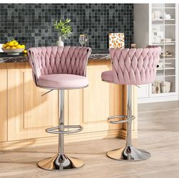 Set of 2 Pink Bar Stools