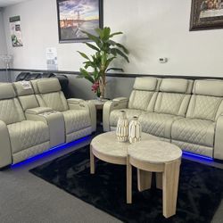 2PC Sofa & Loveseat w/ LED Lights 