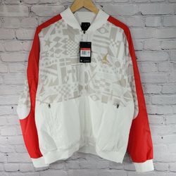 NWT Jordan Flight Legacy Fiba Jacket Men’s SZ Large White Red Gold CJ9082-657