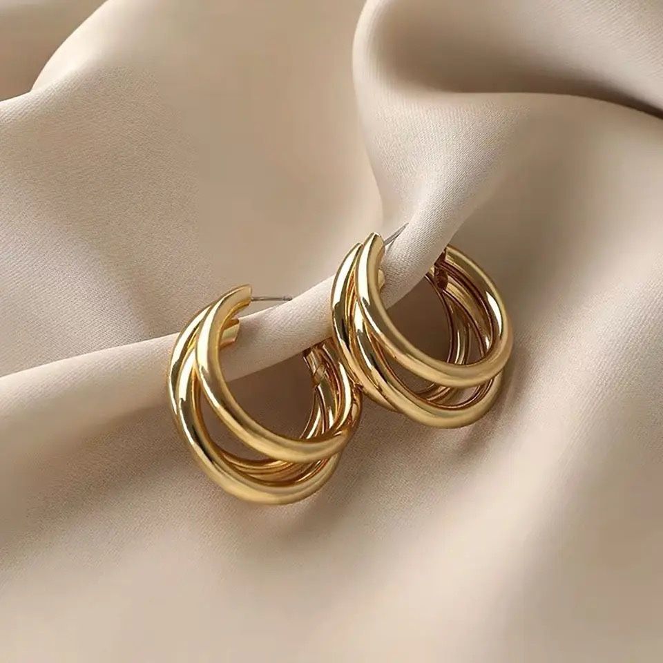 14K Gold Filled Triple Hoop Earrings