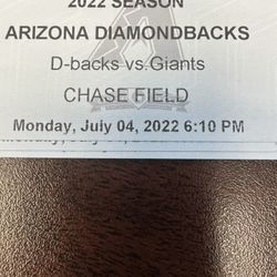 Diamondback Vs Giants July 4th  Facevalue 1st Base Box