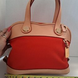 Authentic Red Canvas And Leather DOONEY & BOURKE Purse Handbag 