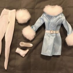 Barbie light blue winter dress bjd