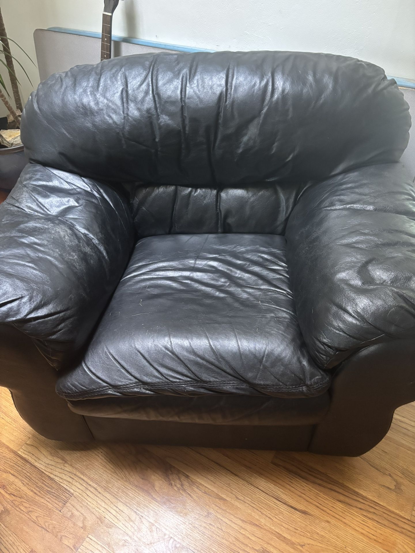 50% OFF NOW!! $25 Each Chair! 2 Real Leather Oversized Chairs