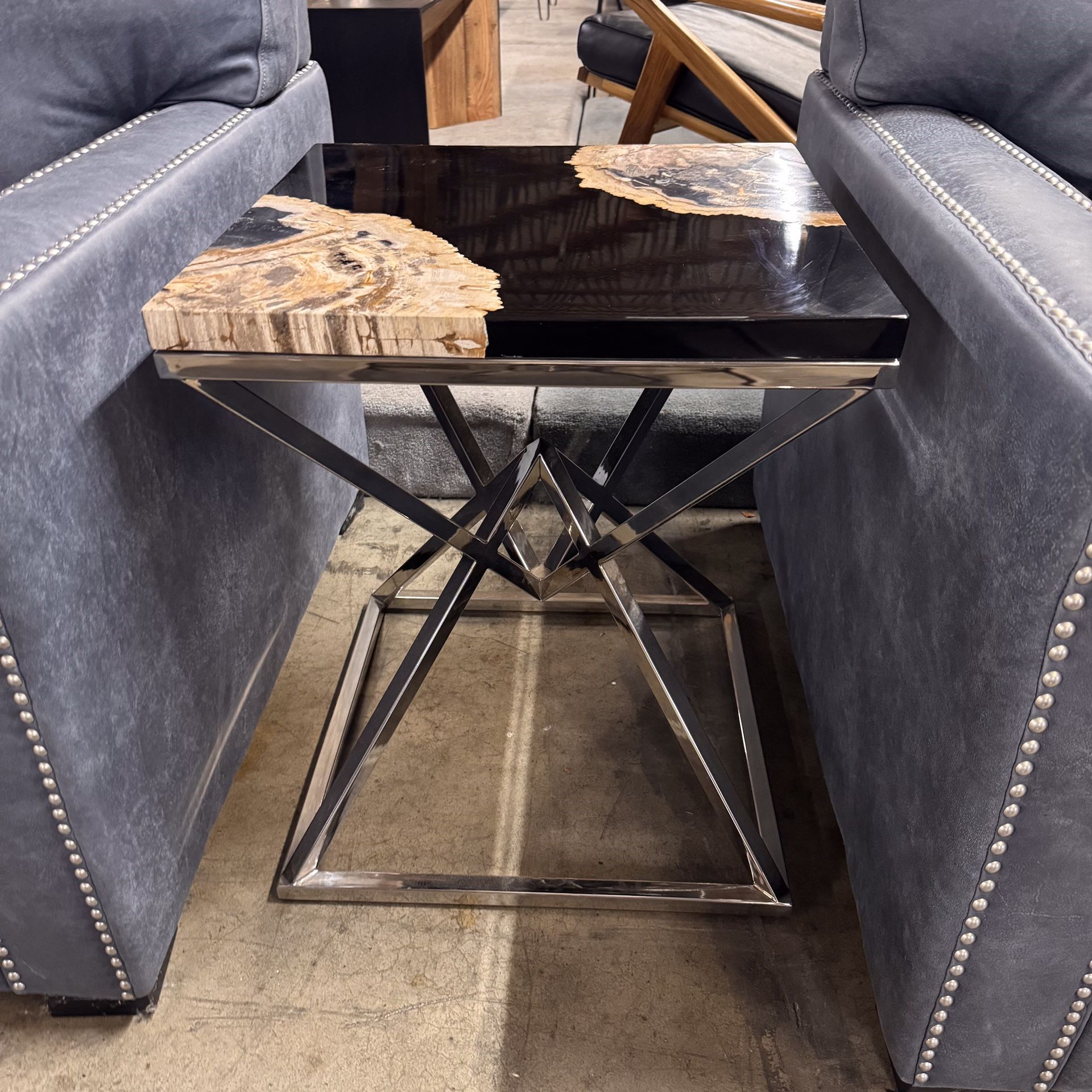 SALE! Petrified Wood and Resin End Table - Signo