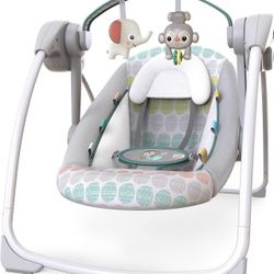 Bright Starts Portable Automatic 6-Speed Baby Swing with Music, 6-20 lbs