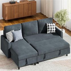 FREE Gray Sofa, Folds From Couch To Bed With Storage