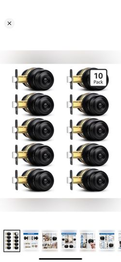 Sopoby Privacy Door Knob, 10 Pack Matte Black Round Keyless.