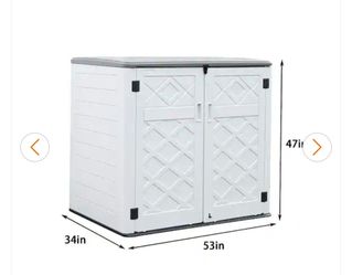 Resin outdoor Shed 53"L X 47"W X 34"T
Off white 49 Cubic Feet