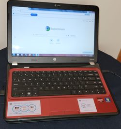 HP Pavilion g4 Laptop (Red/Black) – Perfect for Basic Browsing & Kids + iHome Cooling Pad Included