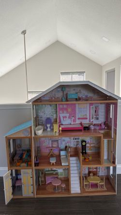 KidKraft Majestic Mansion Wooden Dollhouse  53” with 25 Barbie’s, car, bike and accessories