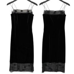 Velvet Dress With Mesh Embroidered Detail Size 4