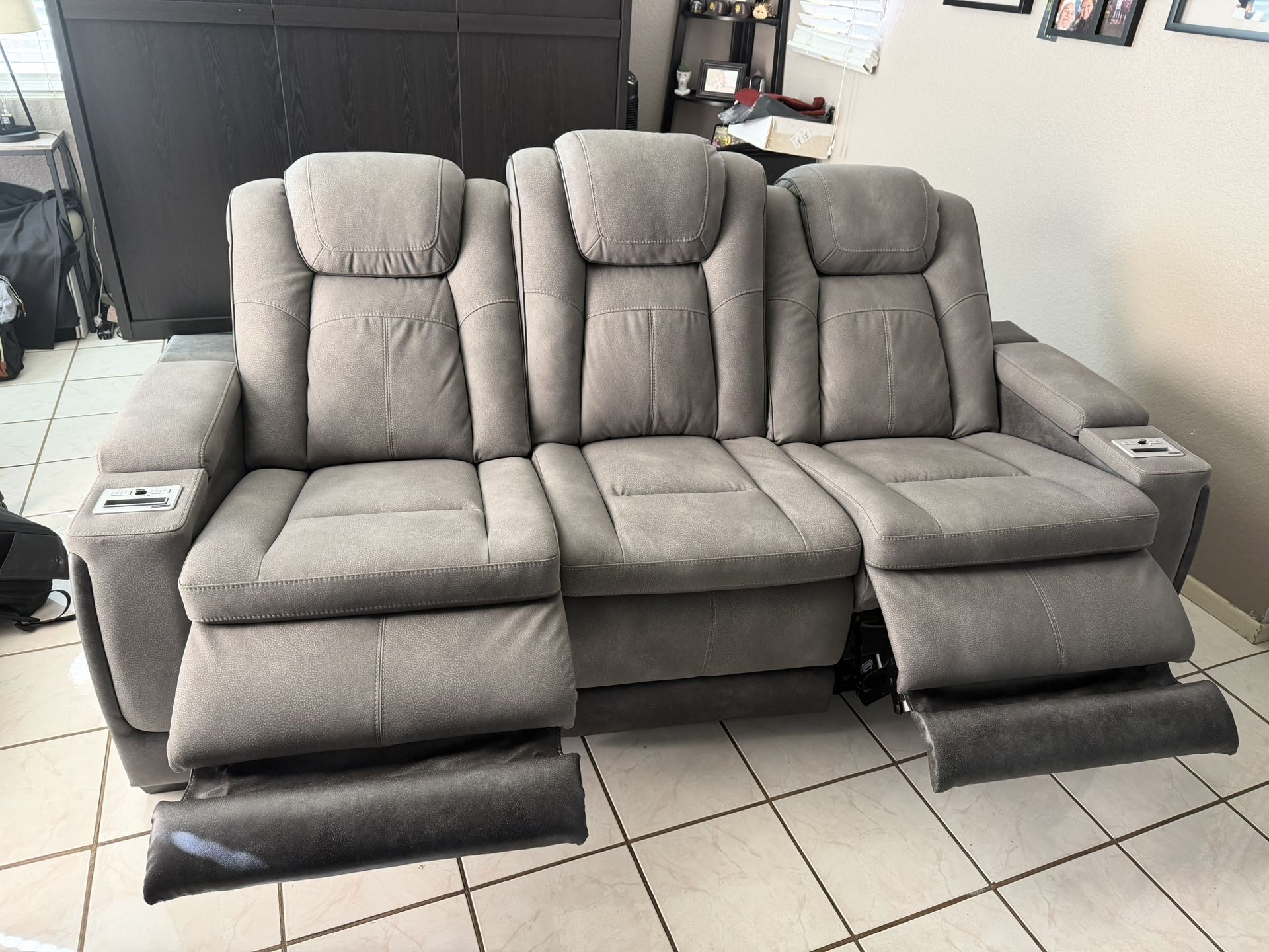 Recliner Sofa - Next-Gen DuraPella Performance Fabric Dual Power Reclining Sofa