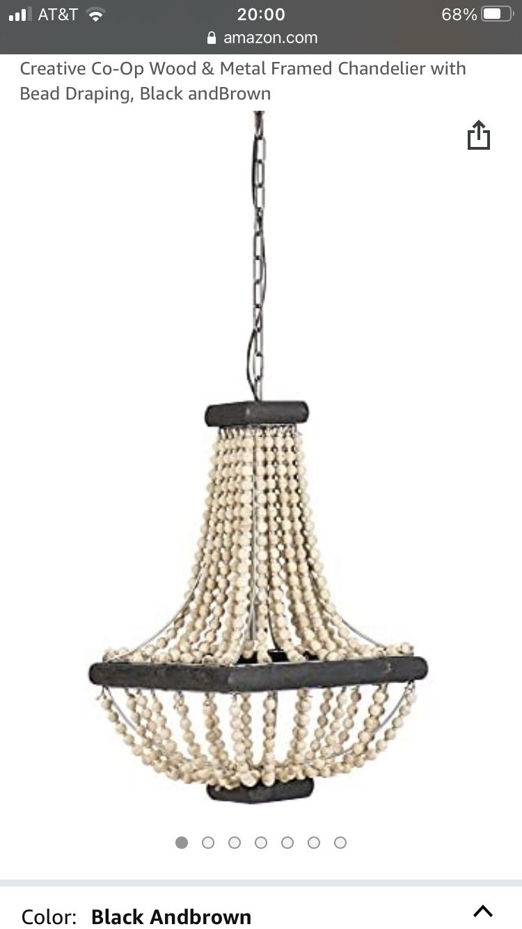 Wooden Bead Chandelier Light