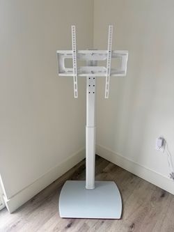 White Universal TV Floor Stand – Height Adjustable & Swivel