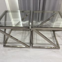 Glass Polished Metal End Tables 