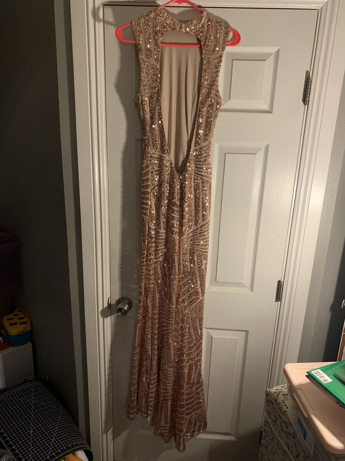 slim fit dress slacks Natalia Fedner Rose Gold Sparkly Knit Mini Dress main image 1