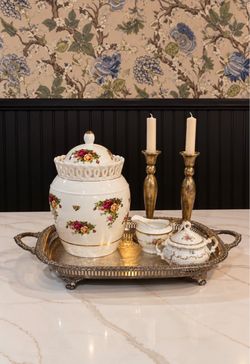 Silver Footed Serving Tray with Handles