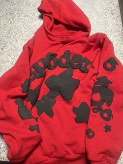 red and black sp5der hoodie 