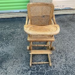 Antique Wooden Mechanical High Chair Rocker