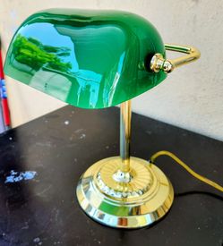 Banker's Desk Lamp Green Glass Shade
