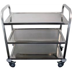 Stainless Steel 3-Tier Heavy-Duty Utility Cart – NSF Certified, Commercial Rolling Workstation