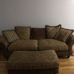 Brown Couch And Ottoman 