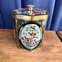 Vintage Bird’s Custard Powder Tin • Made in England Octagonal Advertising Tin