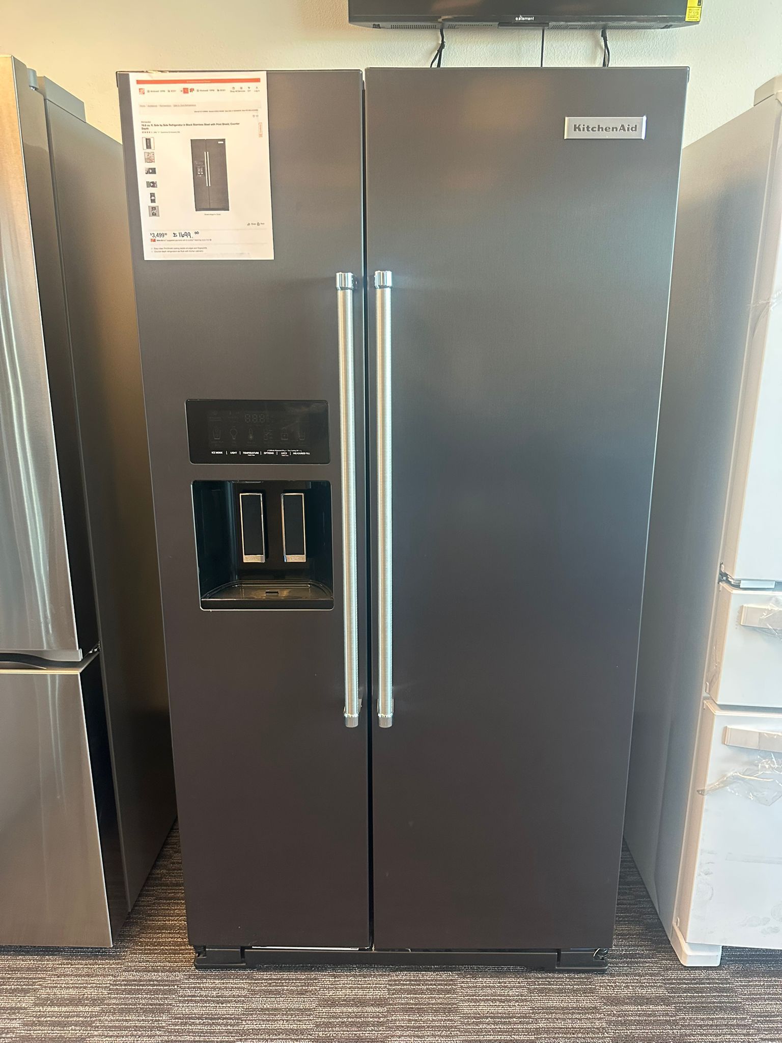 KitchenAid Counter Depth Side By Side Refrigerator In Black Stainless Steel 
