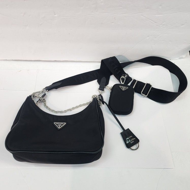 Prada Re-edition 2005 Bag Purse Crossbody Black Nylon Excellent Condition