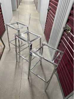 CB2 Chiaro Clear Acrylic Counter Stool With Nickel Legs
