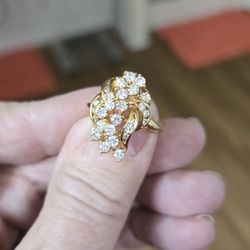 14 Kt Gold Irish Stamp Ring With Diamonds