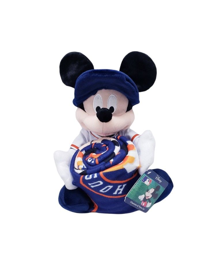 HOUSTON ASTROS BASEBALL  MICKEY MOUSE PLUSH AN THROW BLANKET- GENUINE - NWT RARE