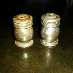 Antique Mini silver salt and pepper