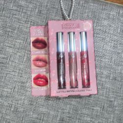 Badgley Mischka Lip Plumper Gloss Trio Scarlet Crush Rosy Muse Coral Cutie