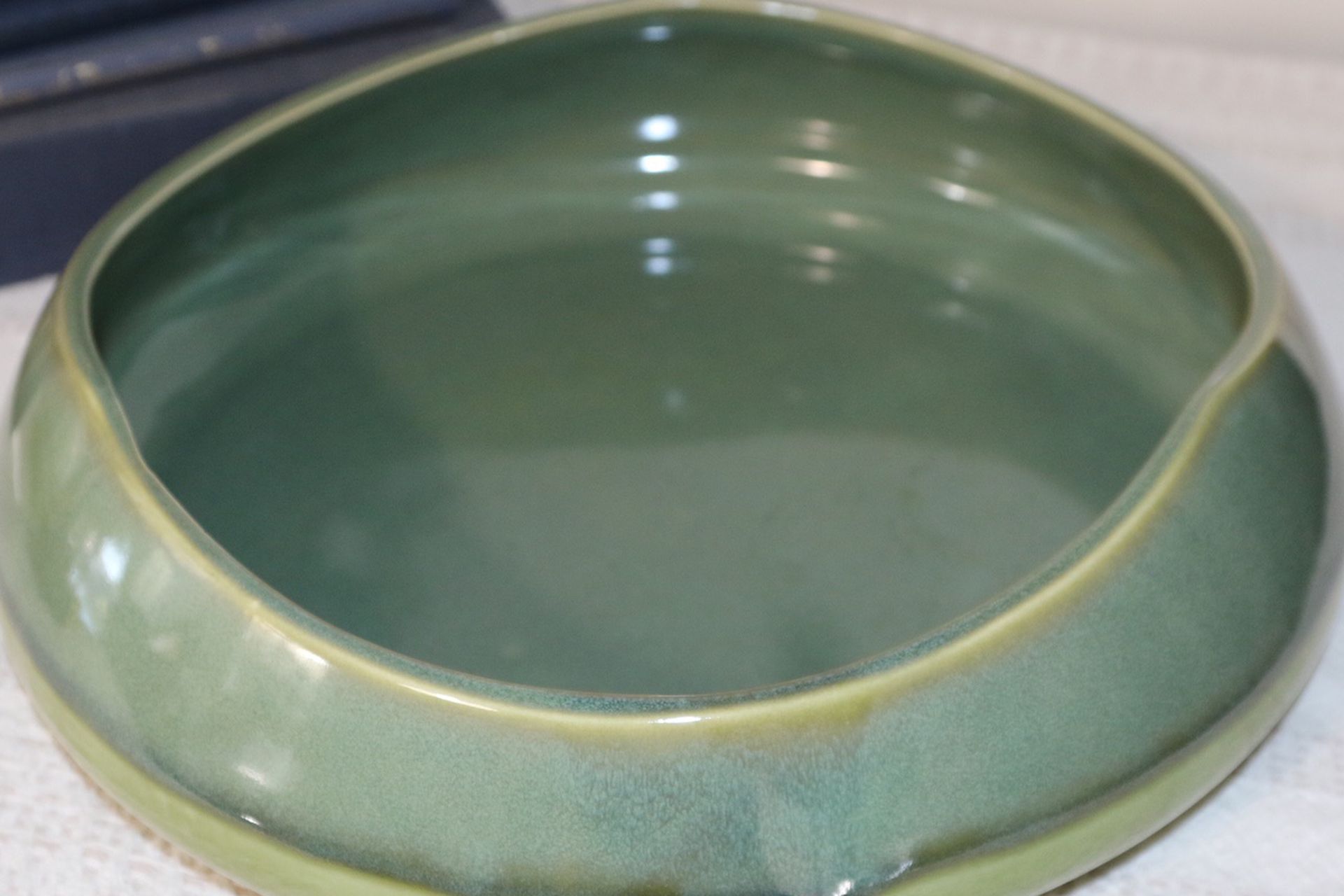 Gorgeous Boho Chic or Coastal Sea Green ceramic decorative bowl by Partylite